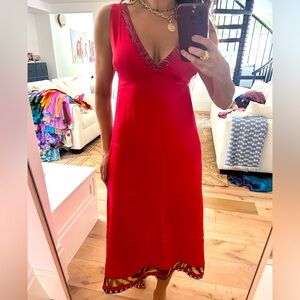 Vintage Tracy Feith Collection Red Silk Slipdress